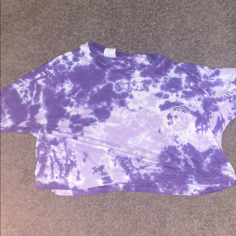 Sand cloud purple tie dye crop top